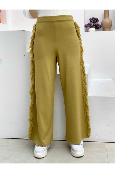 Bym Fashion 22242 Πλεκτό Παντελόνι Λαδί Πράσινο