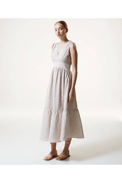 Machka Kleid mit Streifenmuster und V-Ausschnitt