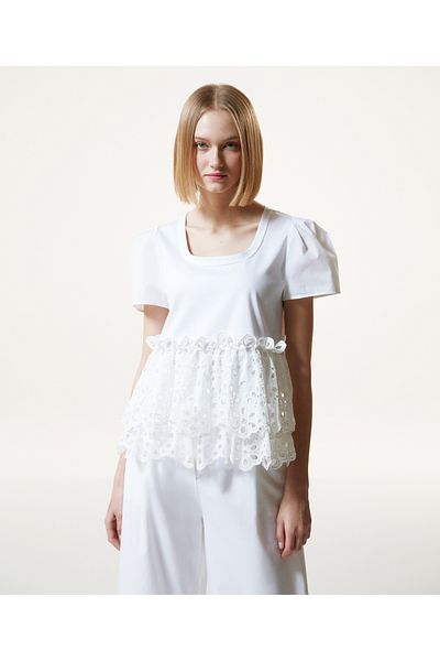 Machka Embroidery Striped Combed Cotton