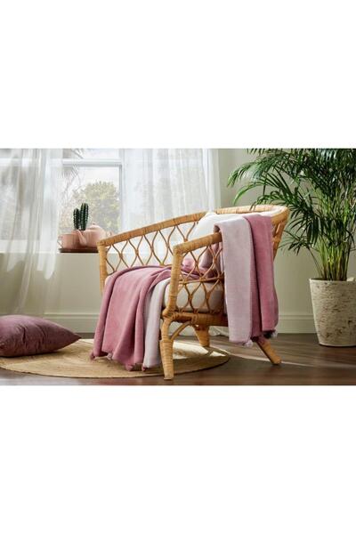 Özdilek Cotton Colourist Cash-lavander Pompom Double Blanket
