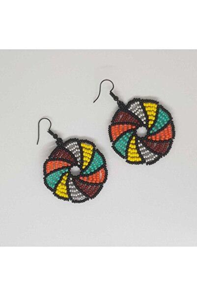 Handmade By HLY أقراط ملونة مصنوعة يدوياً - قطر 4 سم