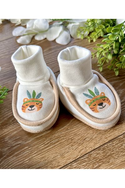 PATSAN Newborn Combed Cotton Baby Booties Bohemian Kaplan Be Brave