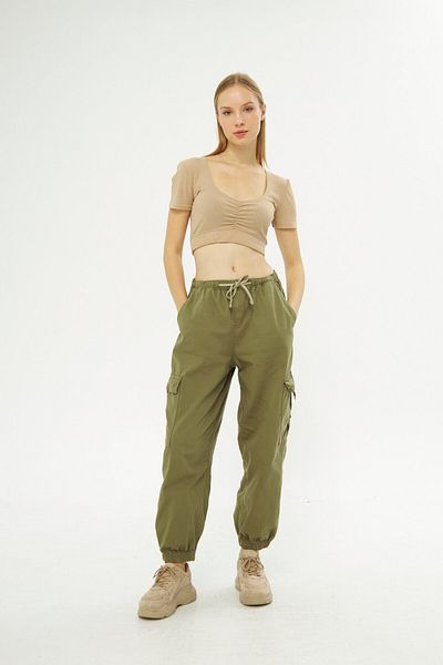 Kutaf Cargo Pants with Elastic Waist and Legs