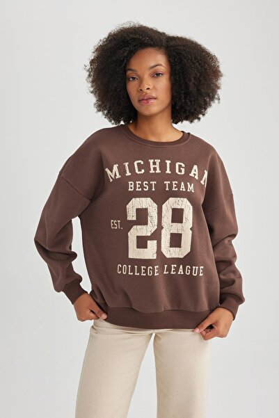 DeFacto Hrubá mikina Oversize Fit Crew Neck B5087ax23wn