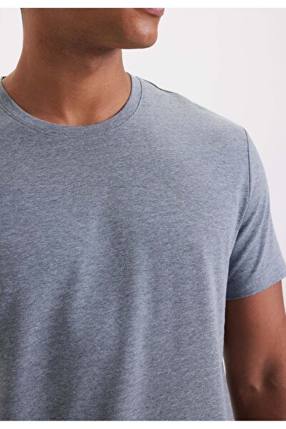 WESTMARK LONDON Ανδρικό T-Shirt Blue Melange Crew Neck Regular Fit Basic MERLIN