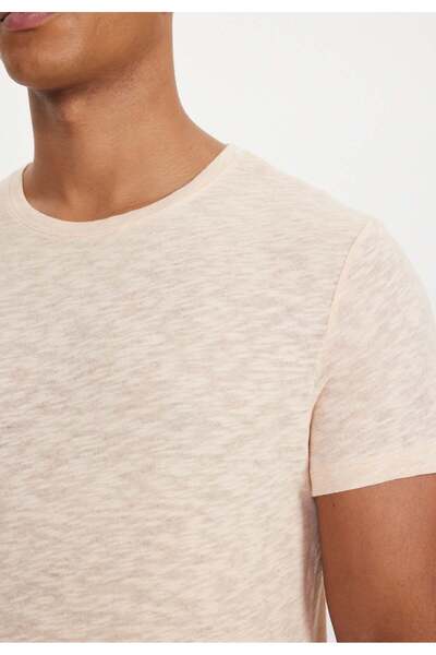 WESTMARK LONDON Salmon Crew Neck Regular Fit Cotton Flared Single Jersey Basic Men's T-Shirt LEO