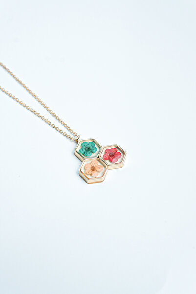 Yaşayan Kolyeler 3 Renk Canlı Çiçek Petek Altın Kaplama Kolye