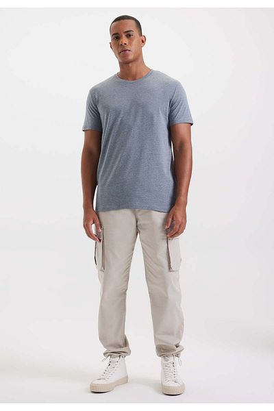 WESTMARK LONDON Ανδρικό T-Shirt Blue Melange Crew Neck Regular Fit Basic MERLIN