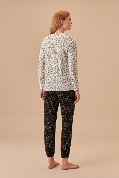 SUWEN Set de pijamale Meow