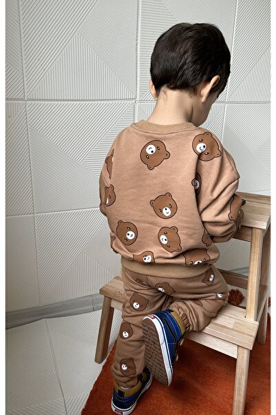 Ladin Store Yeni Sezon Unisex Çocuk Ayıcık Baskılı Alt-Üst Takım