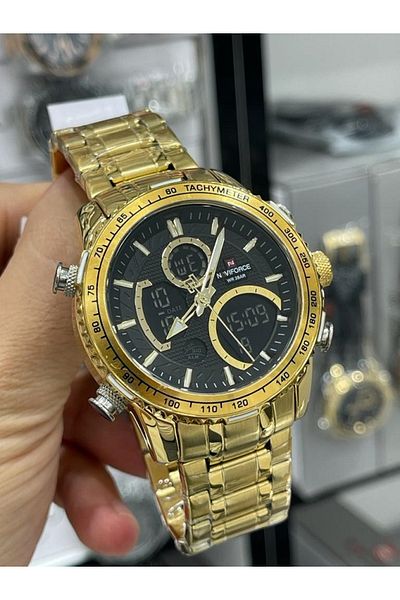 Naviforce Men's Sports Digital Analog Waterproof Wristwatch Nf9182 gold