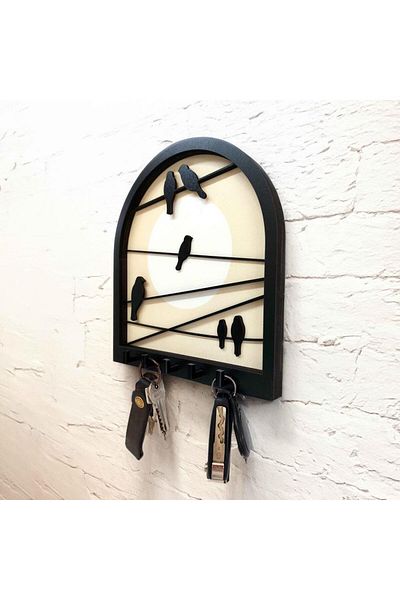 CajuArt Wall Decor - Birds on Wire Layered Hanger Keychain Design