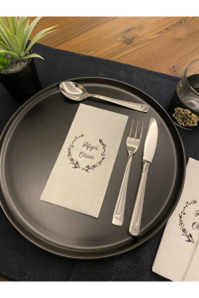 kidspartim منديل ورقي أبيض اللون مكون من 16 منديلًا باللون الأسود