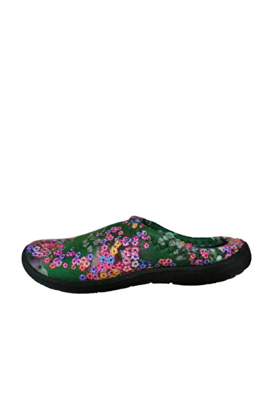 GEZER Women's Green Flower Patterned Ultra Light Daily Indoor Slippers