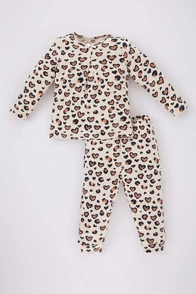 DeFacto Baby Girl Leopard Patterned Long Sleeve Pajama Set