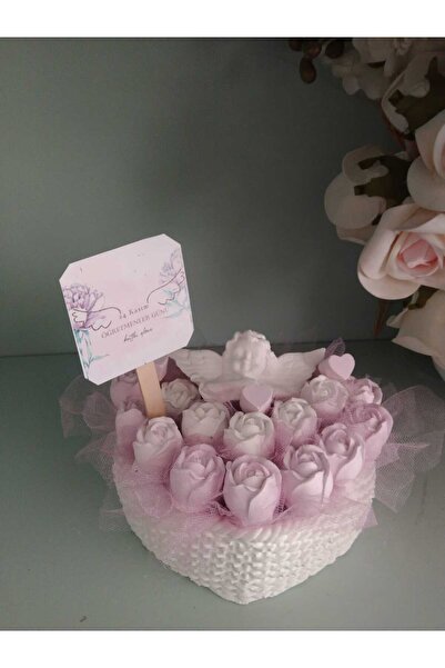 StoneGiftDesign Canım Öğretmenim Tasarım Kalp Saksıda Melek Detaylı Pembe Min...