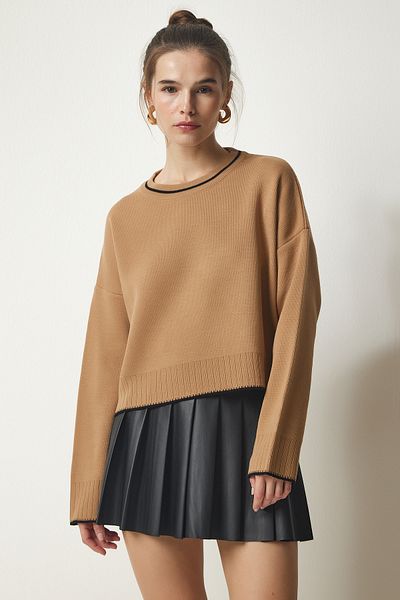 Happiness İstanbul Damen Biscuit Basic Strickpullover PF00010