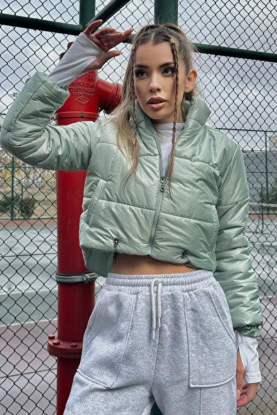 Trend Alaçatı Stili Dámský mátový stojáček s dvojitou kapsou, elastický pas, nafukovací kabát ALC-X7684