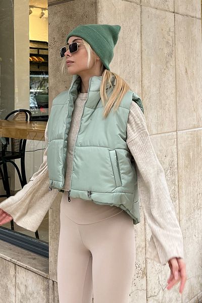 Trend Alaçatı Stili Dámský mátový stojáček s dvojitou kapsou plně vyplňující pas s nastavitelnou manžetou ALC-X7994