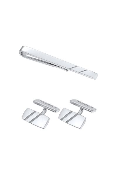 KUZZOI Schmuckset Manschettenknöpfe Kravattennadel 925 Silber