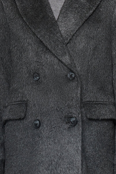 Trendyol Collection Palton de cașmir cu nasturi antracit TWOAW24KB00210