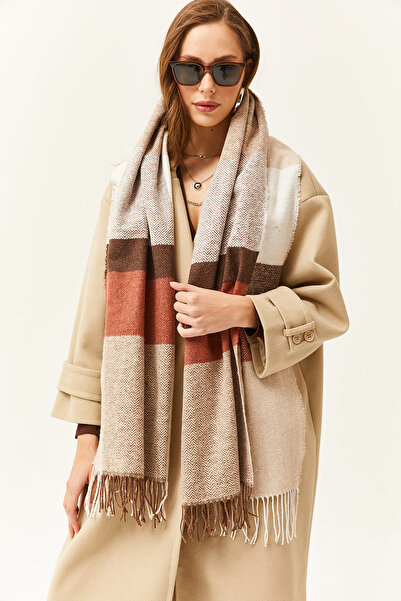 Olalook Şal cu umăr gros cu ciucuri alb de cărămidă de piatră