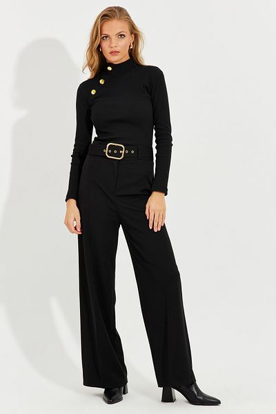 Cool & Sexy Schwarze Damenhose mit Gürtel ELA5059