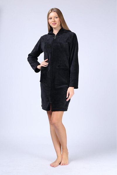 mervemoda Rochie cardigan de înaltă calitate pentru femei, din țesătură moale, cu fermoar