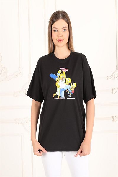 Seamoda Tricou oversize imprimat-Negru