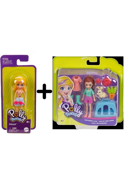 Polly Pocket Hayvan Dostu Seti + Polly Pocket ve Arkadaşları Figür - Siyah Sa...