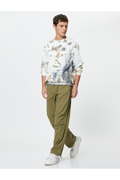 Koton Oversize Parachute Loose Trousers with Lace Waist Pockets