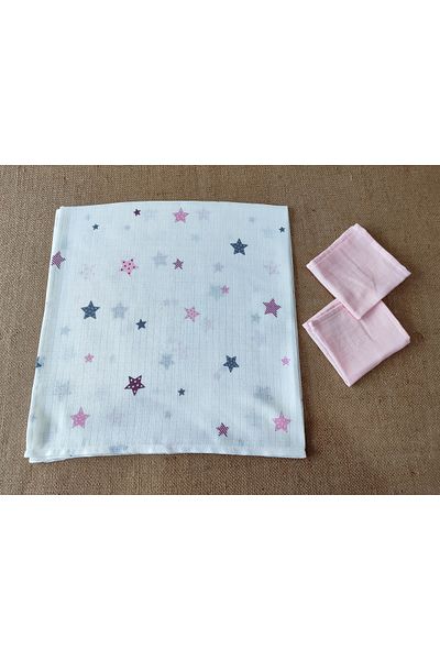 Alpıno Muslin Blanket Cover Alpinobaby 100% cotton 85 cm * 85 cm 2 Wipes