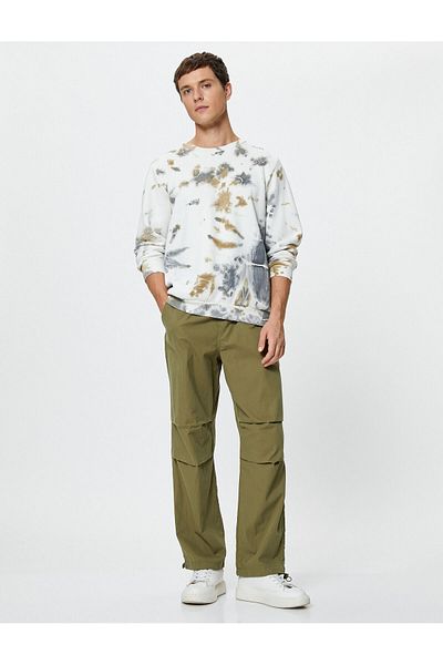 Koton Oversize Parachute Loose Trousers with Lace Waist Pockets