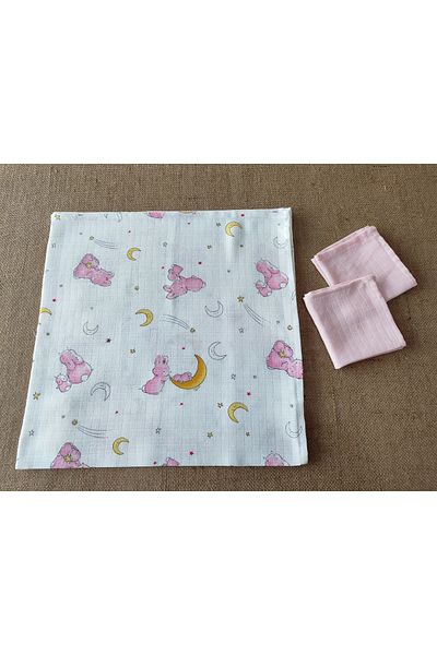 Alpıno MUSLIN BLANKET & MUSLIN BLANKET ALPINOBABY 100% COTTON (85 cm * 85 cm) + 2 handkerchiefs