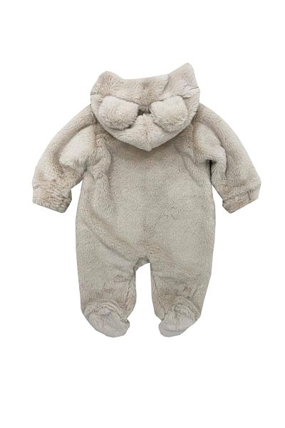 TUOBEBE Zippered Lamb Plush Hooded Winter Teddy Bear Baby Jumpsuit