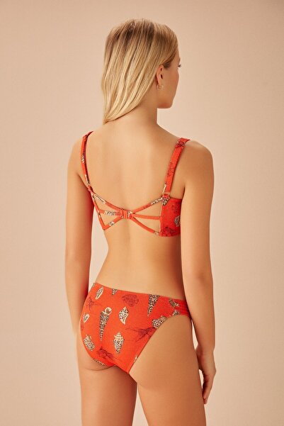 SUWEN Side Pleated Texture Bikini Bottom