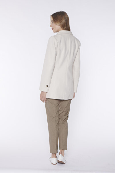 SOLİLDE Ecru Pocket Detailed Cashmere Coat