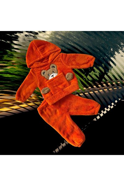 BT TİCARET Winter Plush Welsoft Pocket Hooded Baby Set