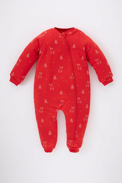 DeFacto Baby Girl New Year Themed 2;5 Tog Fiber Combed Cotton Jumpsuit