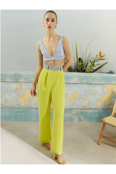 Nocturne Crop top cu ciucuri de piatră