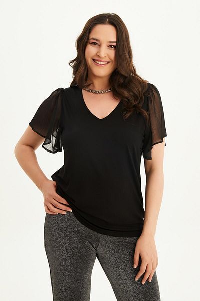 MYLİNE Tricou din bumbac pieptănat cu mâneci