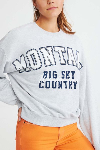 GRIMELANGE Ramona Women's Oversize Soft Fleece Inside Organic Cotton Printed Round Neck Sweatshirt