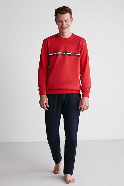 U.S. Polo Assn. BASE. POLO ASSN. - Men's Red Round Collar Pajama Set 024K.Z1ET8AG7RP10
