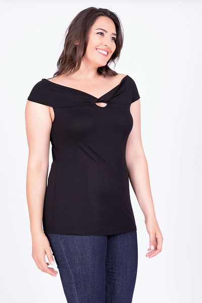 MYLİNE Knotted Karmen Collar T-Shirt