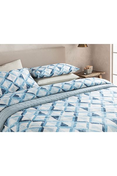 English Home Cloudy Argyle Easy-Iron Double Duvet Cover Set 200x220 Cm Blue