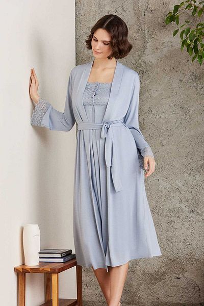 Pierre Cardin 4005 Maternity Maternity Dressing Gown Nightgown Set-Mist