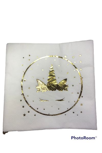Deniz Party Store Gold Leaf Unicorn White Paper Napkin 16 Pieces