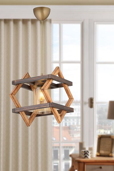 Bidolushop Diamond Decorative Bcd Design - Lighting, Wooden Pendant Lamp, Chandelier Gold Installation