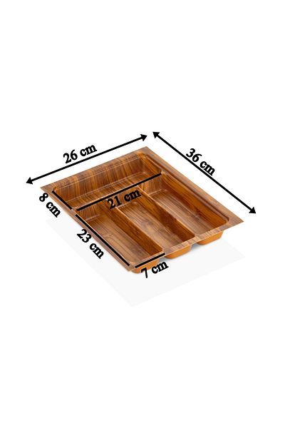 almital mobilya aksesuarları furniture accessories 26x36 Ξύλινο Πολύχρωμο Συρτάρι με 4 Θήκες για Κουτάλια - Μέγιστο 22,5x32,5 cm
