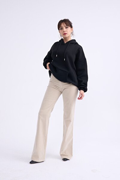 soBasic Бежеві штани з розкльошеними штанинами з оксамиту (KPNT0305)